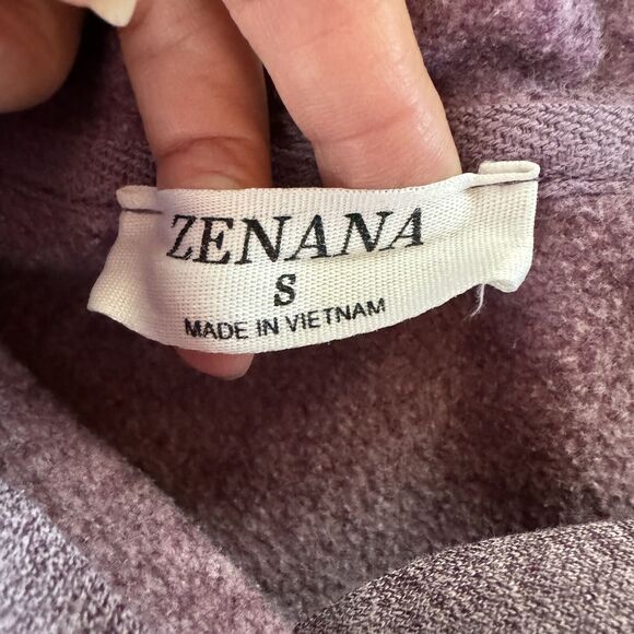 Zenana Womens Pullover Hoodie Size Small Heather Purple Pouch Pocket - Picture 3 of 12
